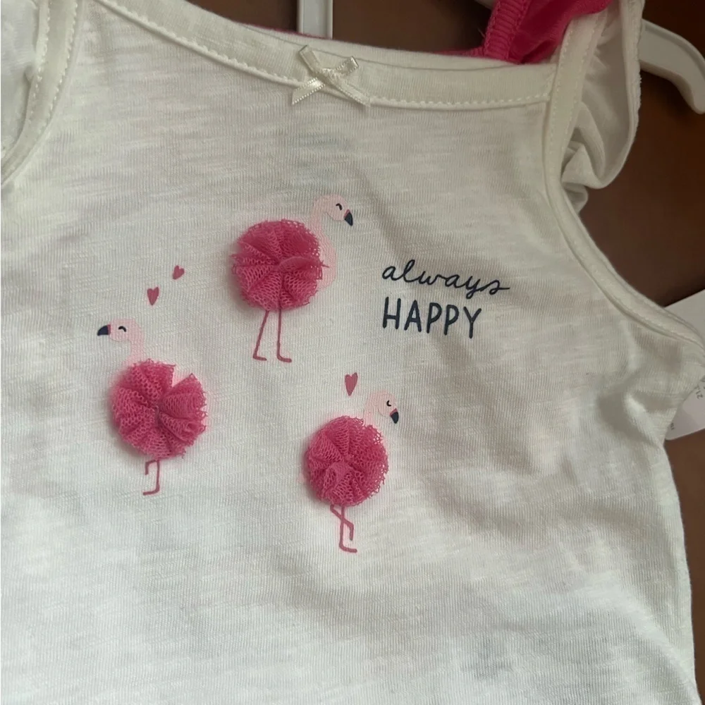 Carter's baby girl Infant 3 piece summer Outfit Size 3 months pink flamingo
